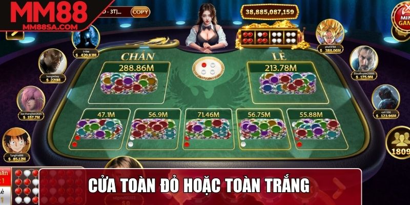 Cửa toàn đỏ hoặc toàn trắng