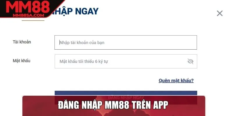 Đăng nhập MM88 trên app